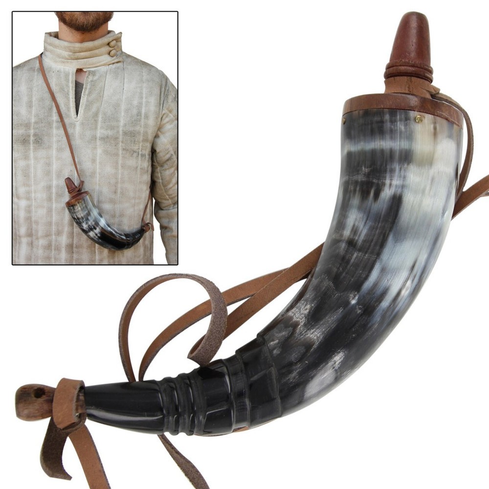 Medieval Renaissance Gunpowder Horn - 10"