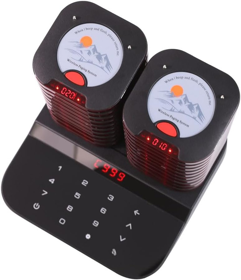 AGJ Restaurant Pager System Touch Keyboard Wireless Calling System 20 Pagers Bee