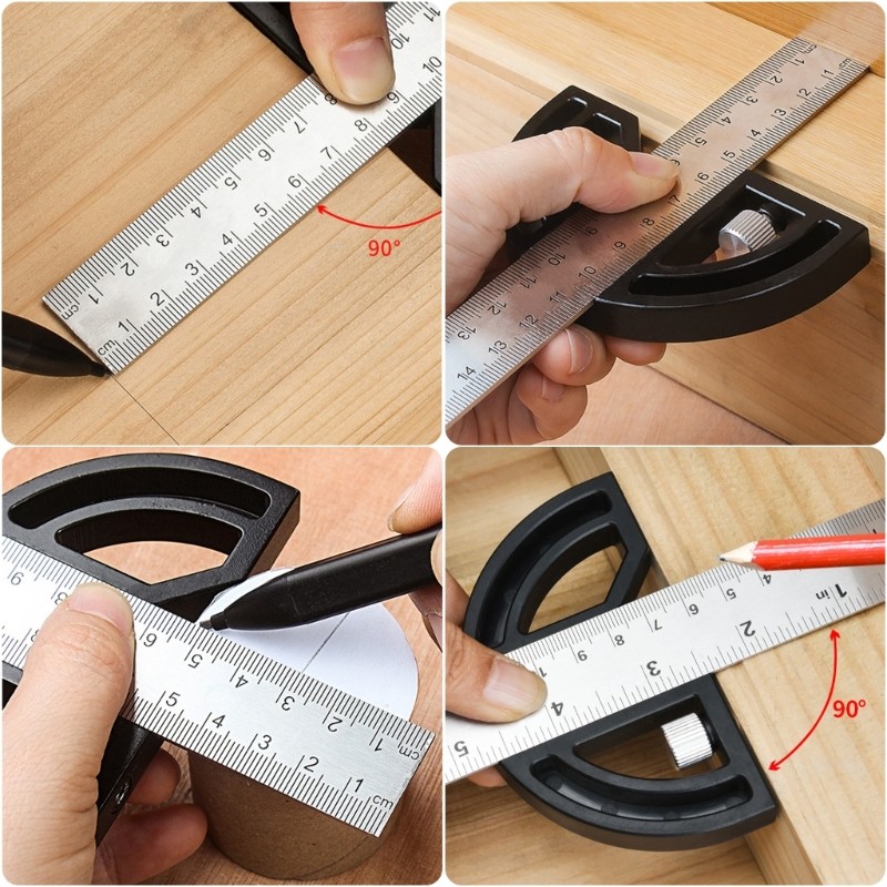 Multifunctional Angles Ruler 45/90 Degree Measuring Scriber Movable Angles Ruler