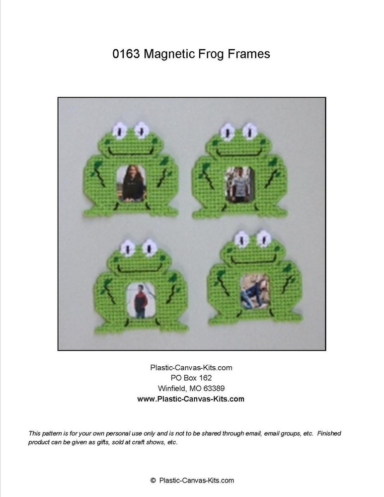 Frog Magnetic Picture Frames- Plastic Canvas Pattern or Kit