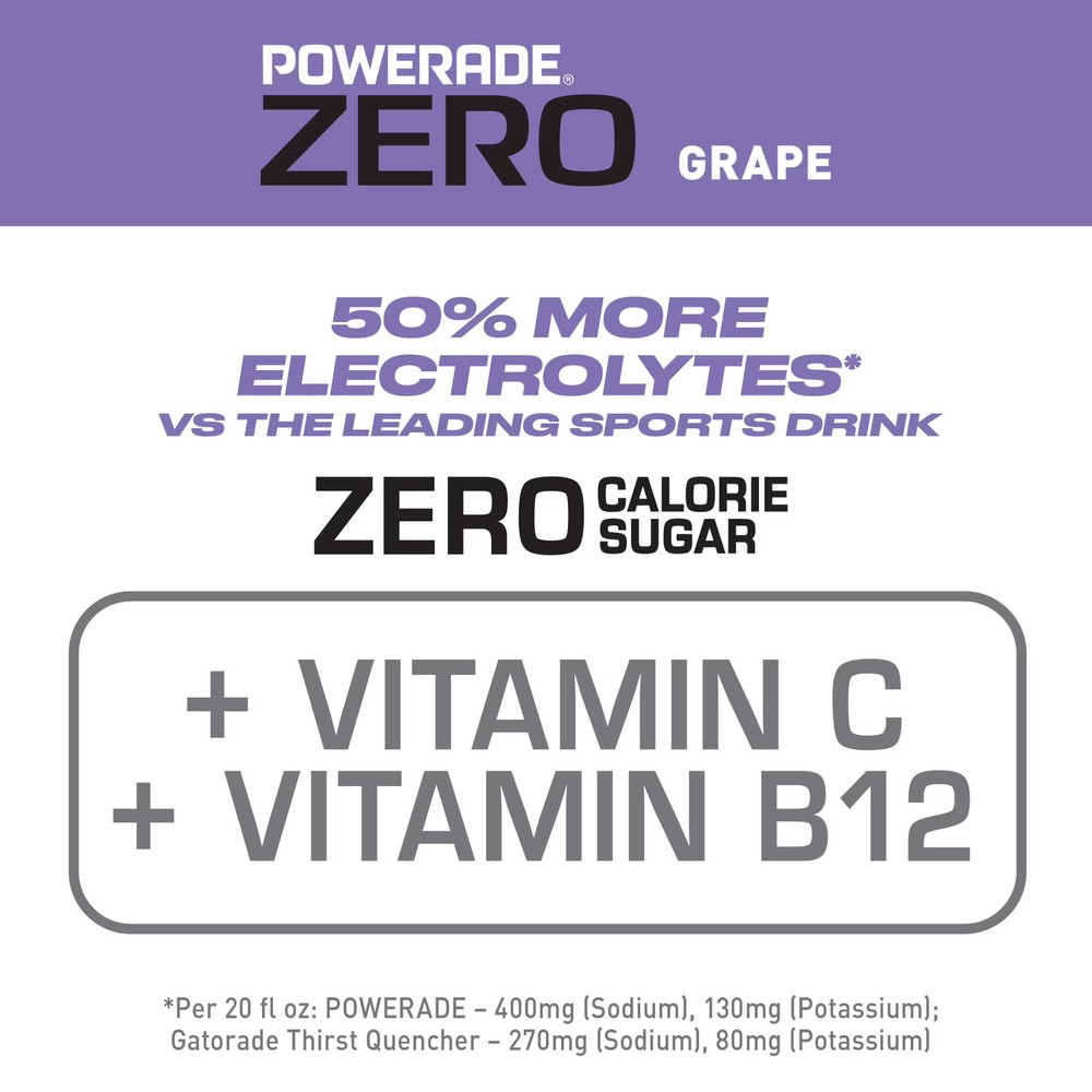 POWERADE Zero Grape Electrolyte Drink 20 oz 8 Pack