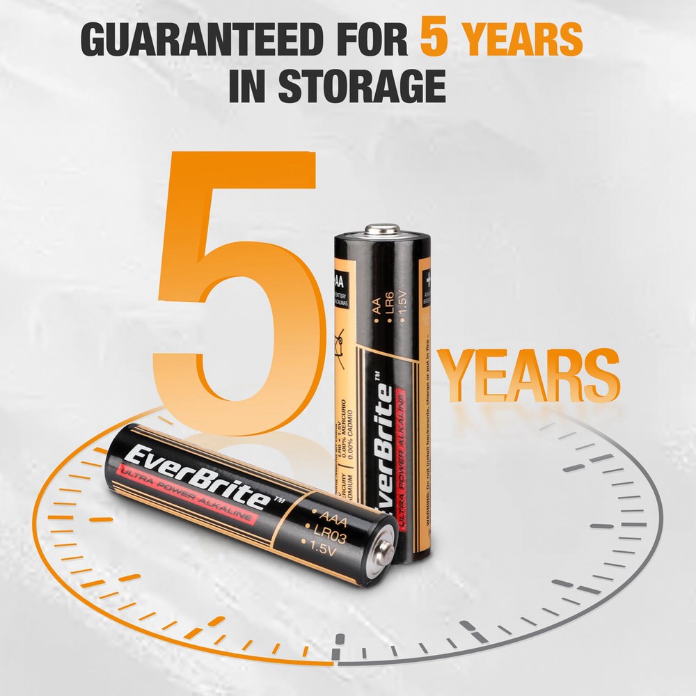 EverBrite 64PCS Alkaline Battery Pack 32PACK AA/32PACK AAA Alkaline Battery PACK