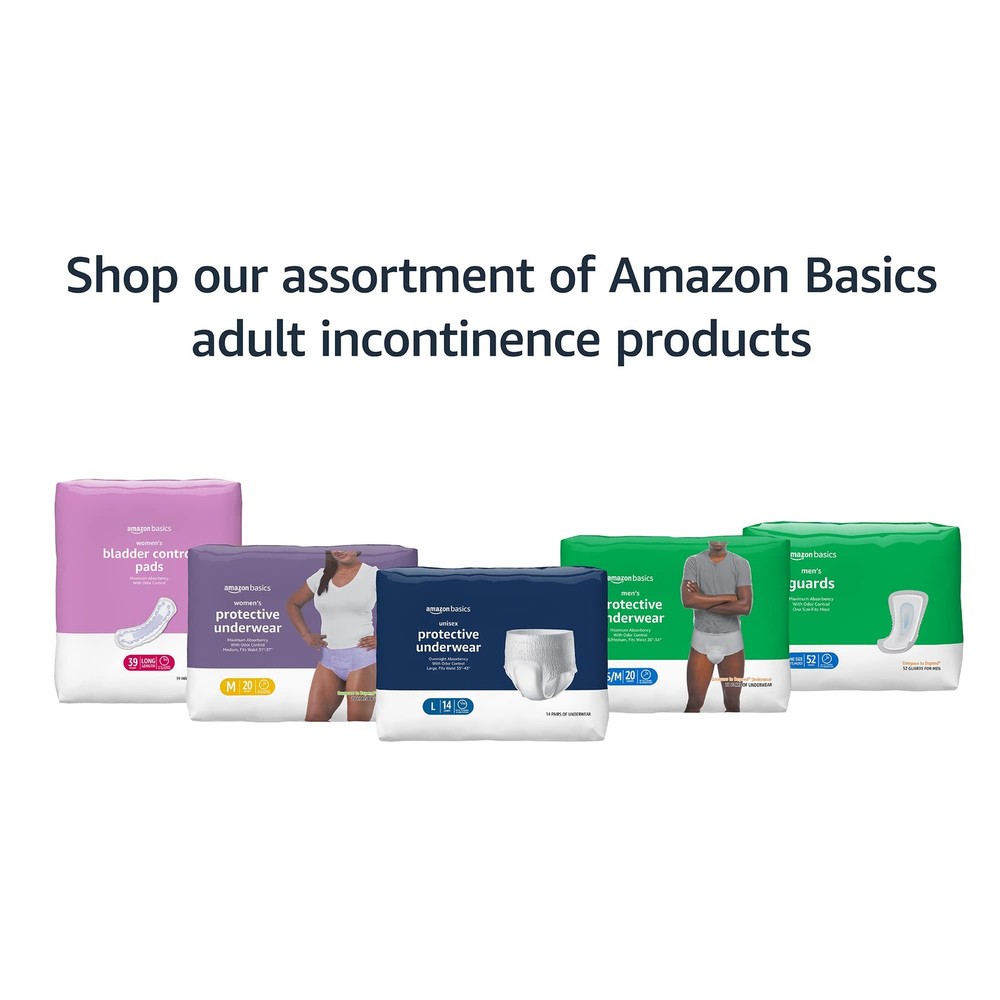 Amazon Basics Men's Incontinence Guards, Maximum Absorbency, 104 Count, White