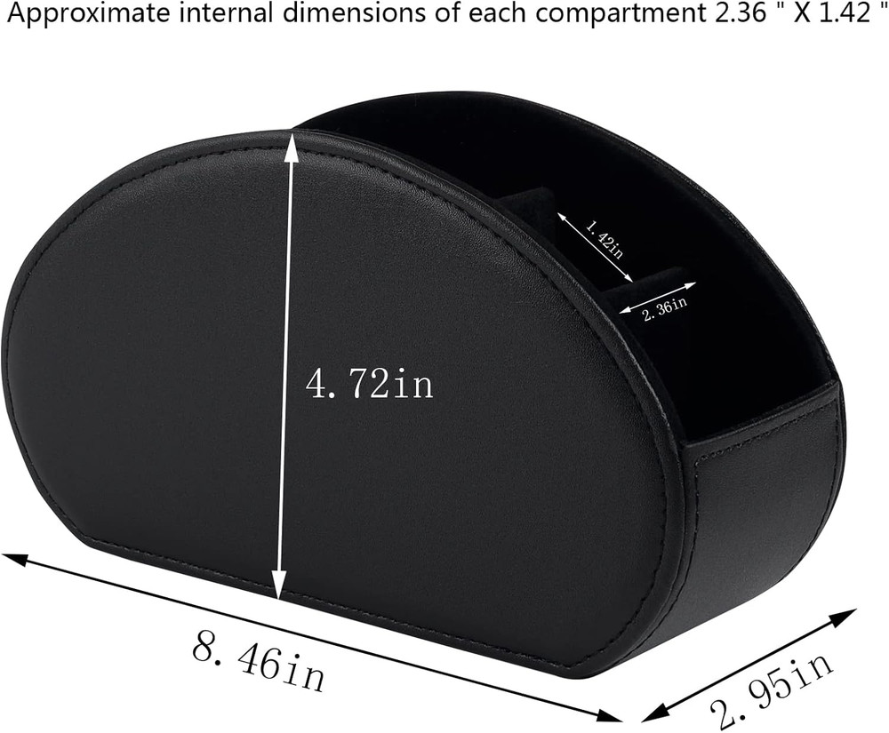 Leather Remote Control Holder with 5 Compartments Desktop Organizer Storage Box/