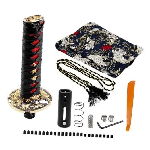 RYANSTAR Samurai Sword Automatic Shift Knob & 155MM (With Cover) Black/Red