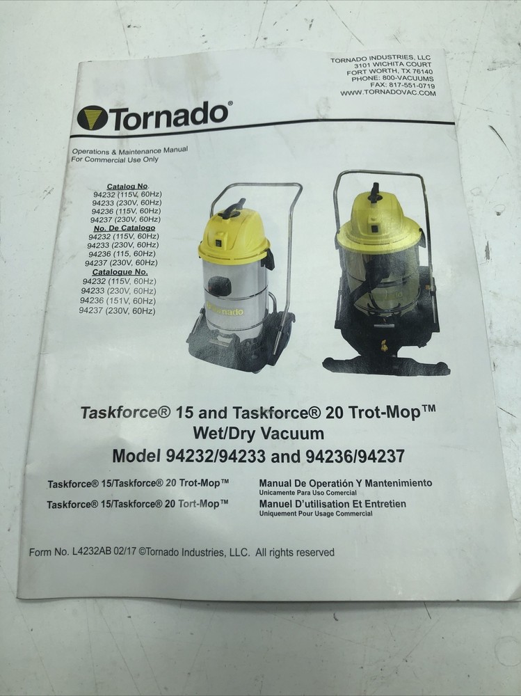 Tornado 94236/94237 Front Mount Squeegee