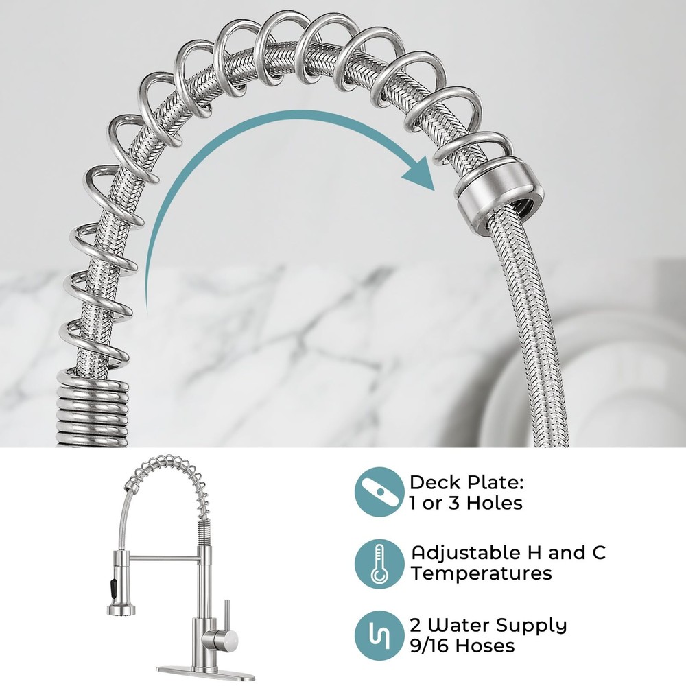 Kitchen Faucet with Pull Down Sprayer,Commercial Single Handle Stainless Stee...
