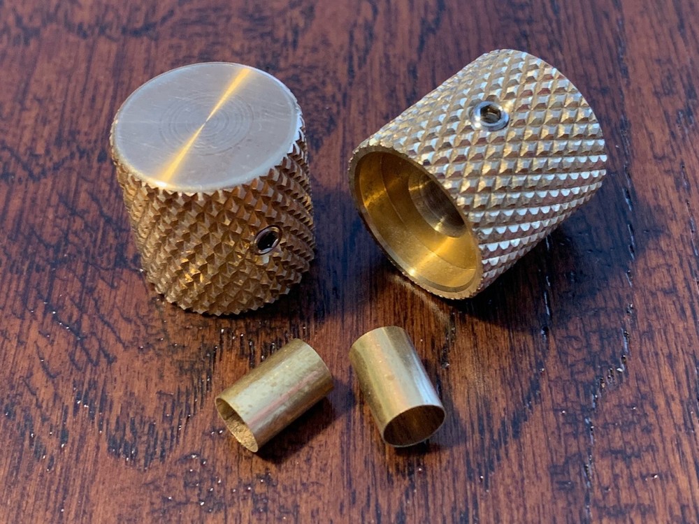 SOLID Raw Brass / Telecaster Barrel / Knurled Guitar Knobs / Incl. Brass Inserts