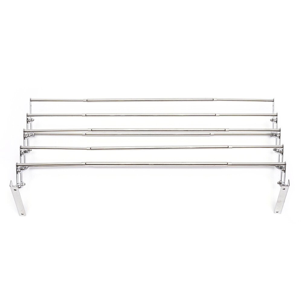Clothes Drying Rack Wall Mounted Accordion Retractable Foldable Towel Shelf
