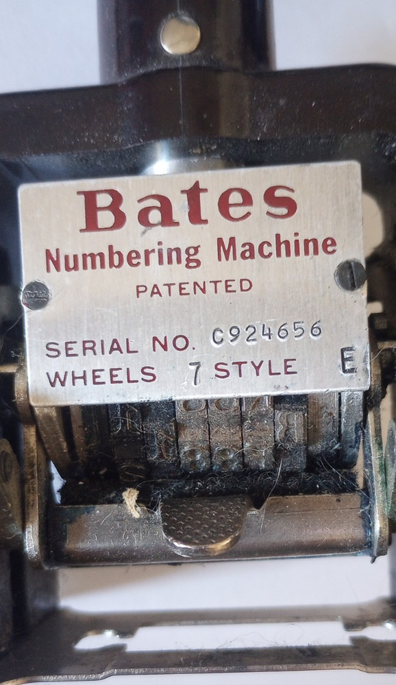 Vintage Bates Multiple Movement Numbering Machine Stamp 7 Wheels Style E