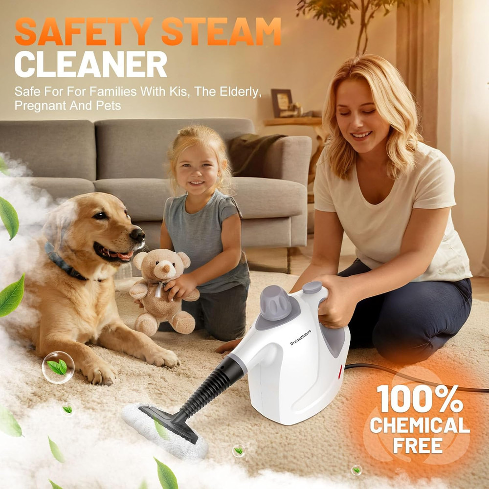 Multi-Surface Handheld Pressurized Steam Cleaner with 11-Pieces Accessories, 15.
