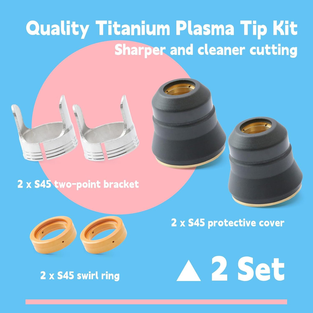 2 Pack Tip Kit Replacement for Harbor Freight Titanium Plasma Cutter 45 IPT-45 T