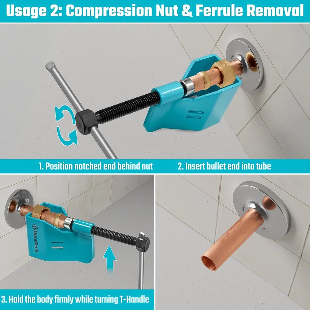 DURATECH Compression Sleeve Puller Tool, Remove 1/2 " Ferrule and Nut of Copper