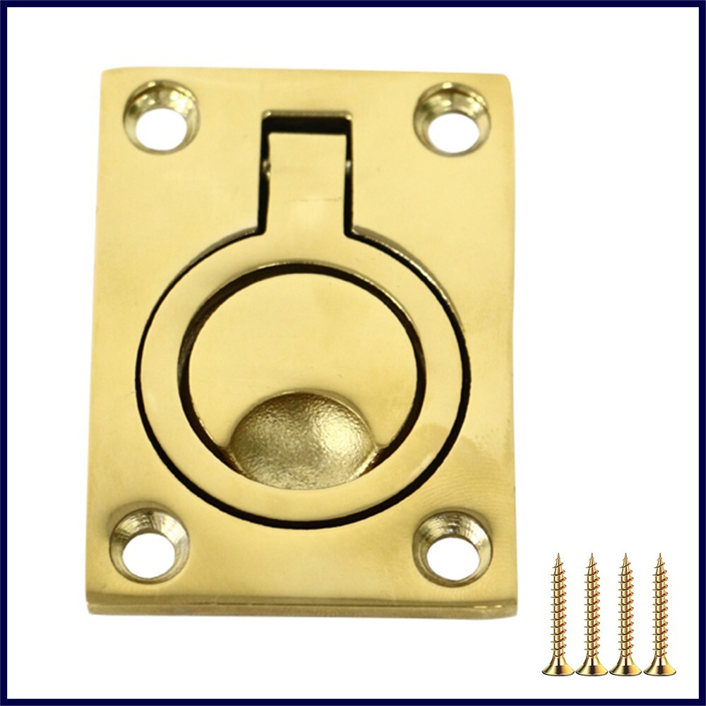 Alastin Brass Plating Boat Hatch Pull Handle 62mm*45mm Flush Ring Lift Handle