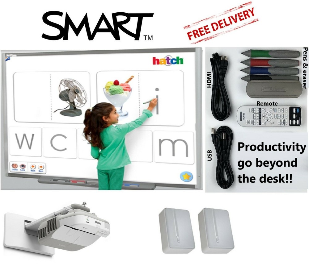 Interactive Smart Board SB660 and Epson Short throw projector Powerlite 475W_