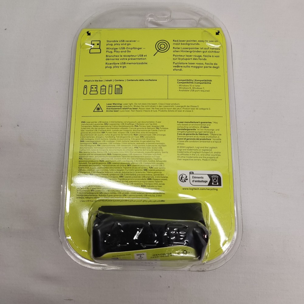 LOGITECH R400 WIRELESS PRESENTATION REMOTE RED LASER POINTER PC 15M 50FT