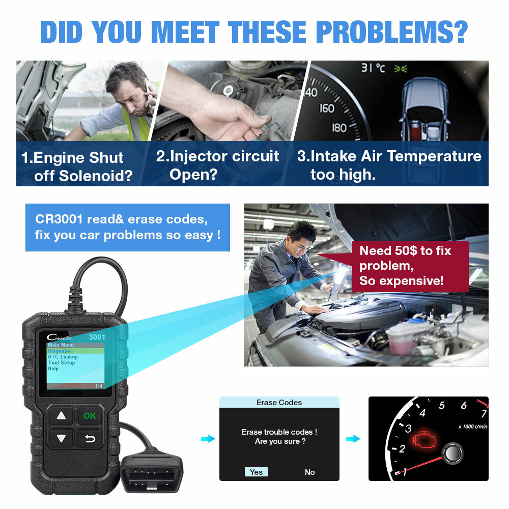 LAUNCH CR3001 OBD2 Scanner Code Reader Check Engine Light Auto Diagnostic Tool*