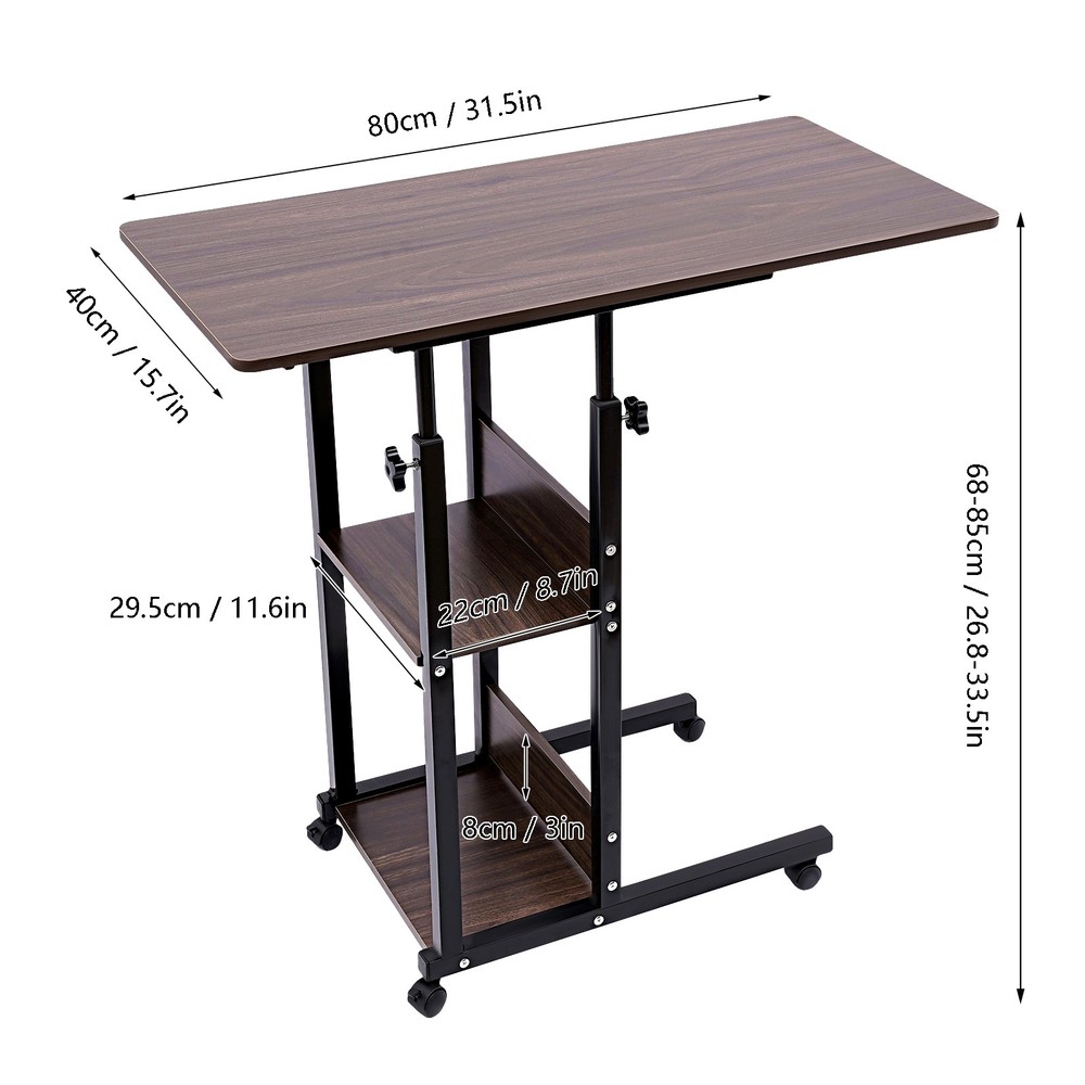 C-Shaped Side Table Adjustable, Height Adjustable C Table with Wheels