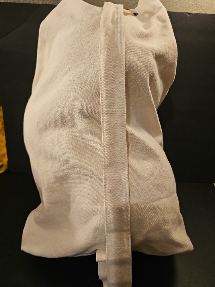 Laundry Hamper Bag with Adjustable Drawstring and Carrying Strap - Beige