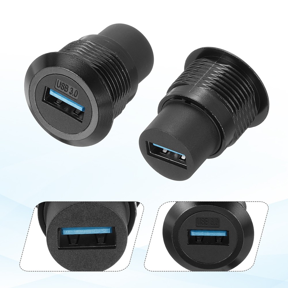 2Pcs USB 3.0 Panel Mount Coupler, USB Pass Through 5.0Gbps Black