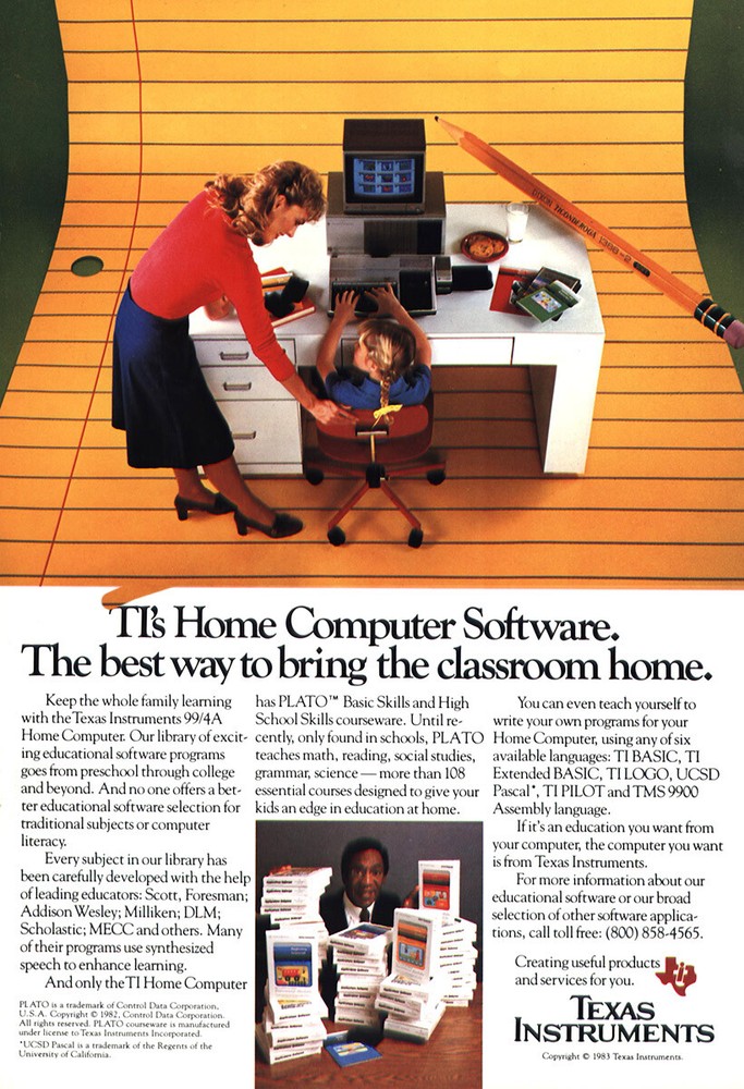 1981 Texas Instruments Home Computer Software Vintage Print Ad