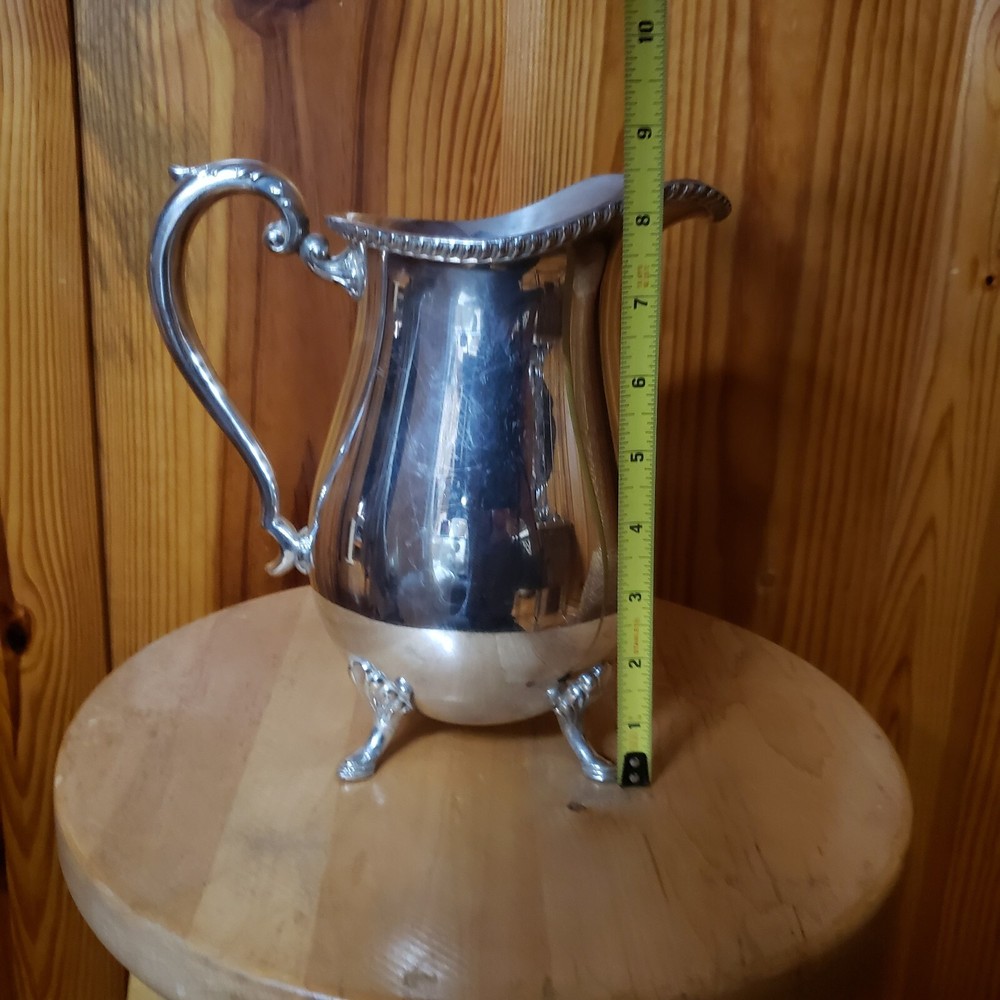 Vintage Crescent MCM Silverplate Footed Water Pitcher 8.5" Tall