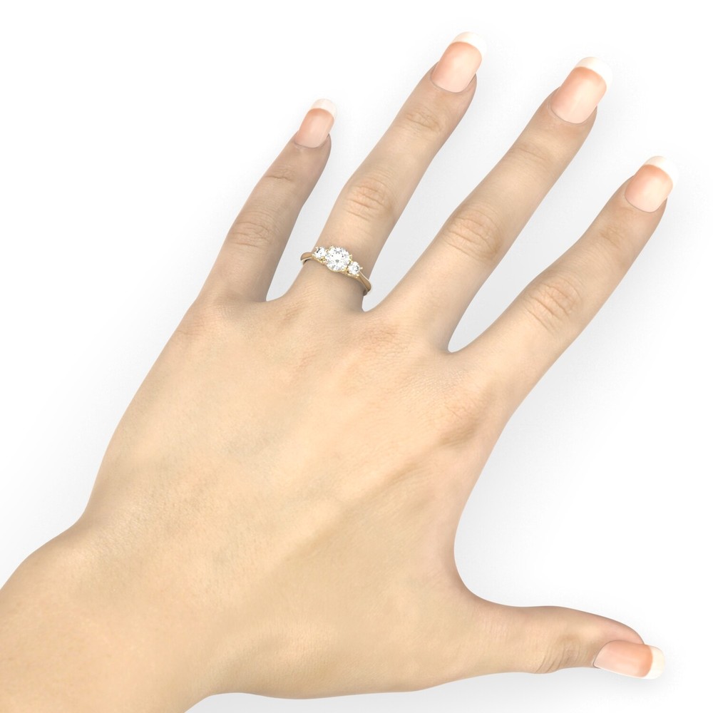 Solid 14K Solid Yellow Gold Round Cut 3 Three Stone Engagement Promise Ring