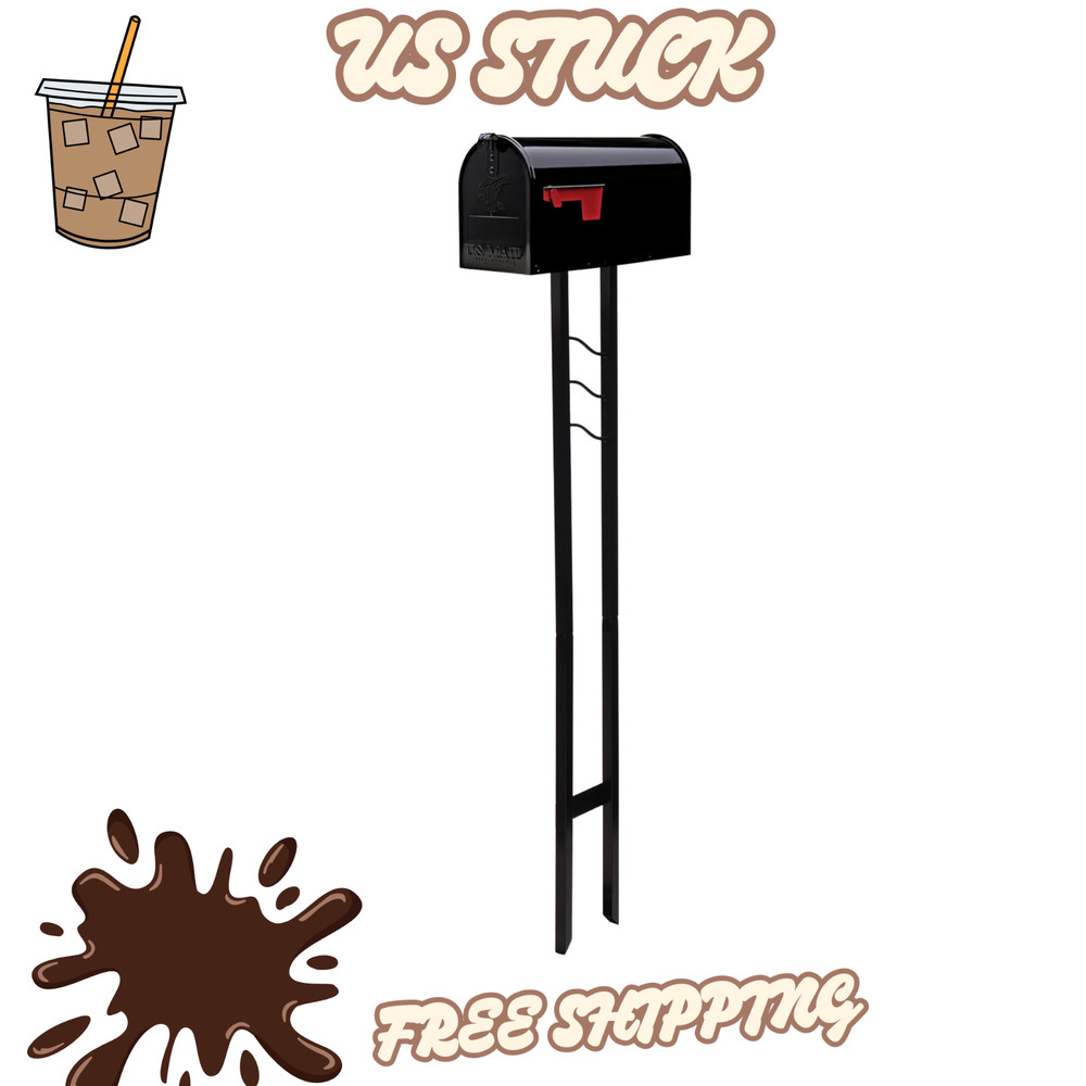 Mailbox to Go Kit - Medium Black Galvanized Steel Mailbox with Post