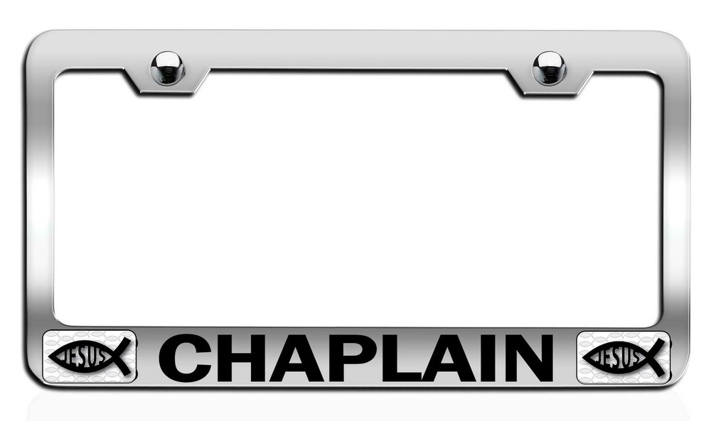 CHAPLAIN Religious Steel Auto SUV License Plate Frame. CAN PERSONALIZE