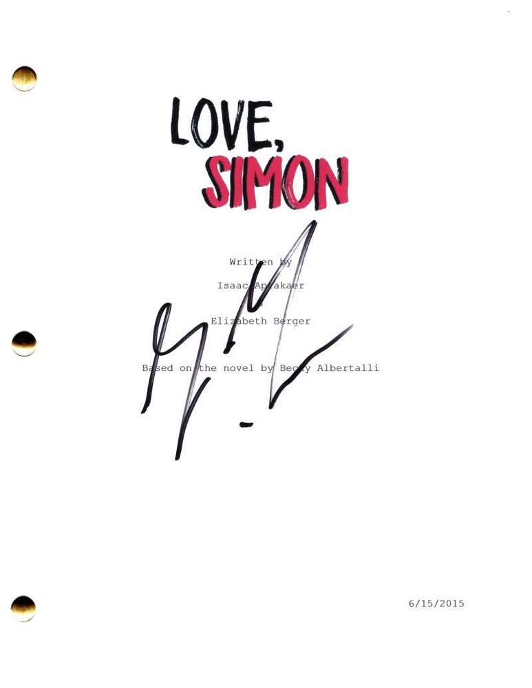 Greg Berlanti Signed Autograph Love, Simon Full Movie Script Screenplay