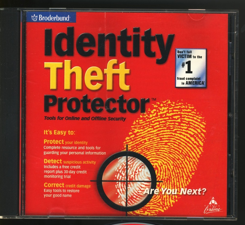 Broderbund Identity Theft Protector software PC CD-ROM Win 98/2000/XP