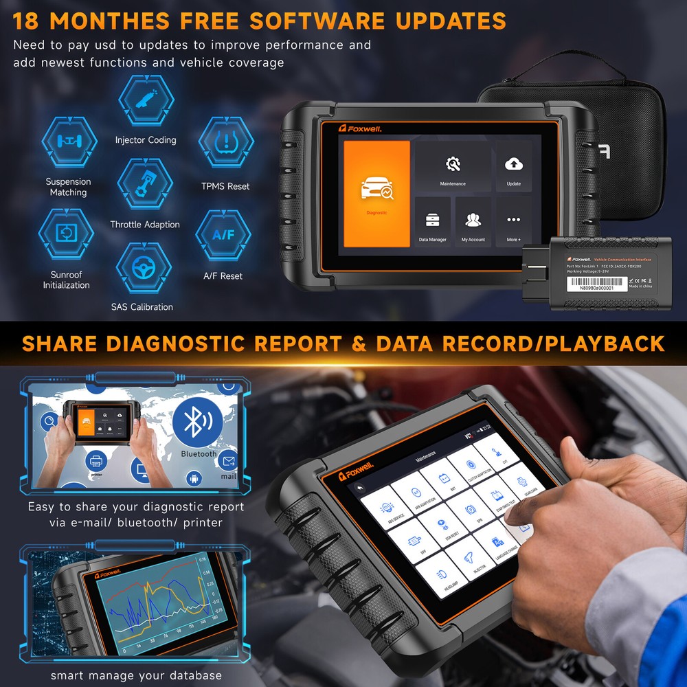 Foxwell NT809 TS Bidirectional Scanner OBD2 TPMS Programmer Tool Code Reader