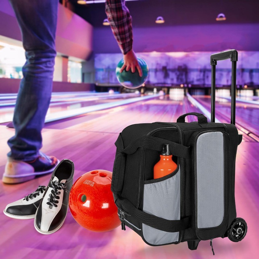 Single Ball Roller Bowling Bag with Wheels and Retractable Handle Extends
