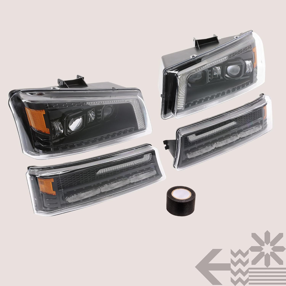Full LED Headlight Assembly Replacement for Chevrolet 2003-2006 Chevy Silverado