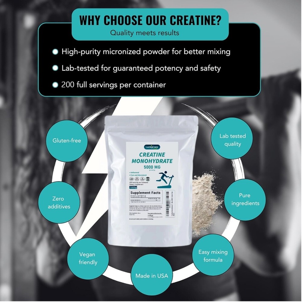 Pure Creatine Monohydrate Powder 1000G 5000mg Per Serving Micronized Creatine