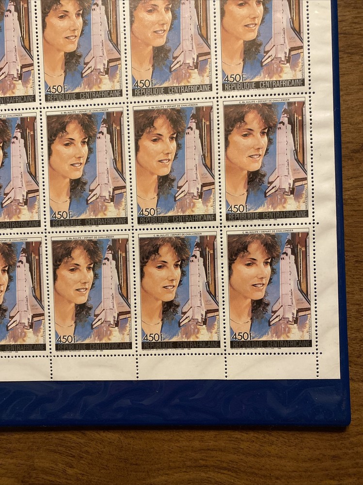 Christa McAuliffe Challenger Space Shuttle Error Postage Stamp Sheet Africa D2