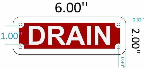 DRAIN SIGN (RED REFLECTIVE, ALUMINIUM 2X6 ) ref1020-REF24-1027