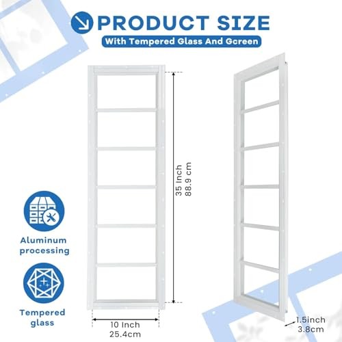 2 Pack Shed Windows, 10"x35" Transom Window Fixed Design with 10" x35" White