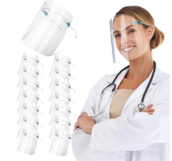 Protective & Reusable Glasses Frame Face Shield Clear Visor from Splash Droplets