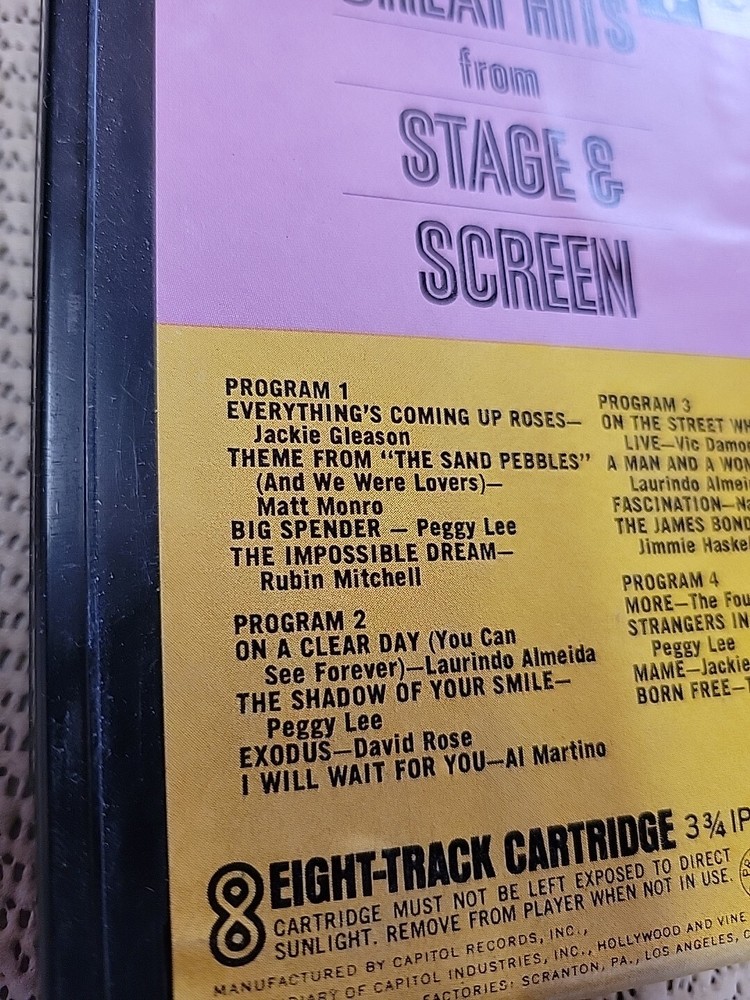 Great Hits From Stage & Screen 8-Track - Tested & Works