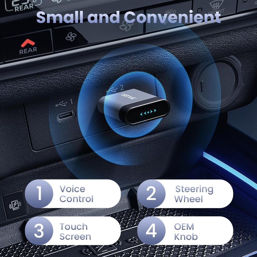 2025Mini Wireless CarPlay Adapter for iPhone & Android ,Easy to Use Bluetooth