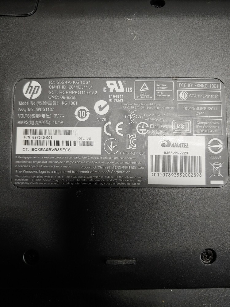 Wireless Keyboard Lot - Logitech, HP Hewlett-Packard *Untested* Missing USB Conn