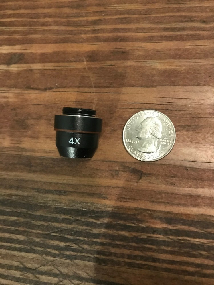 Ken-A-Vision Small 4X Achromatic Microscope Objective Lens (BLK) 15mm - (2 Pack)