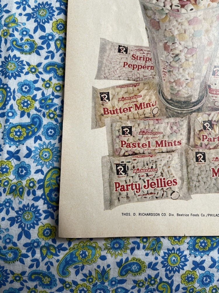 Vintage 1969 Richardson Mints Print Ad After Dinner Mints
