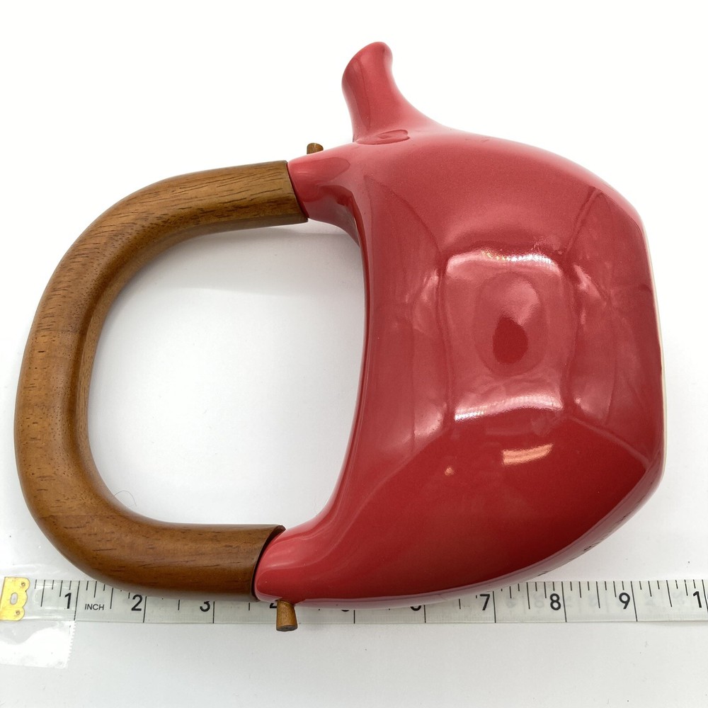 Teapot Red Envelope Red Chinese Ceramic Wood Handle 20 Oz Hanging Diffuser Peg