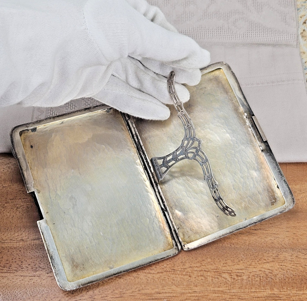 James E Blake 161gr Hammered Sterling Silver Large Antique Cigarette Case 1255 B
