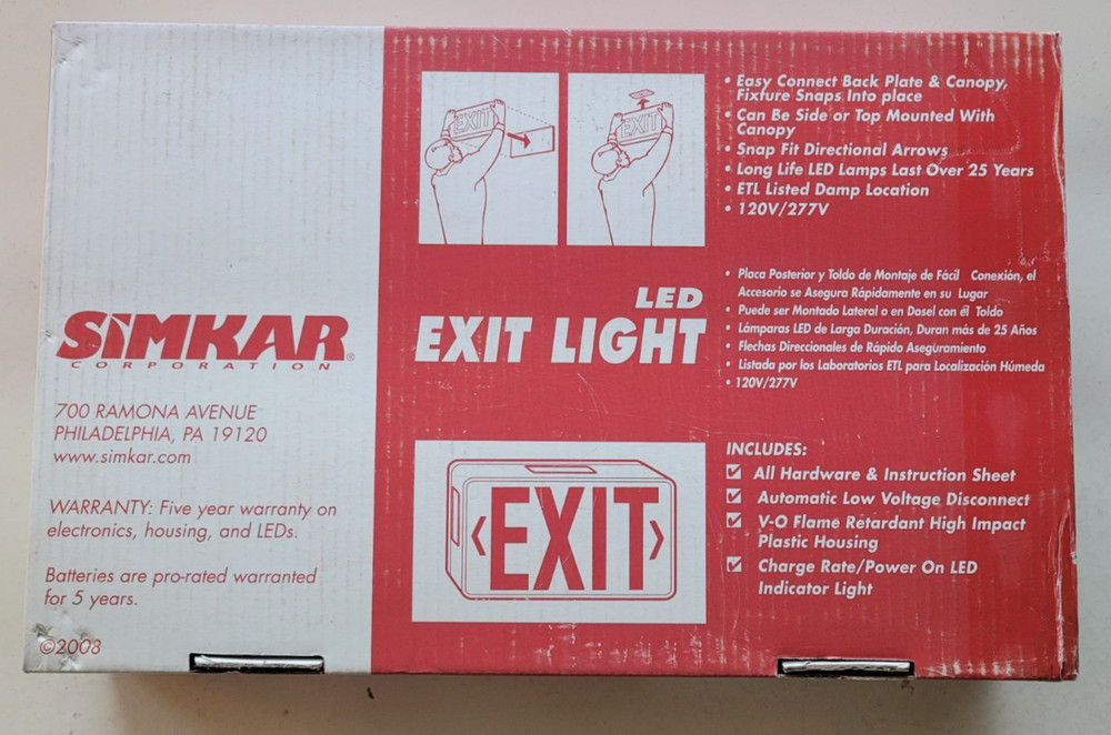 SIMKAR LED Exit Light (1-2 sided)