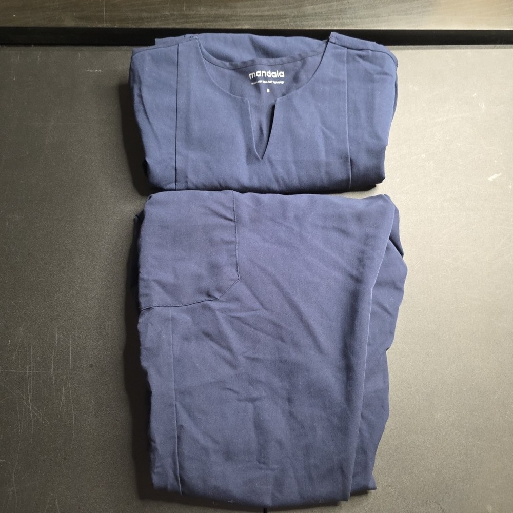 Mandala Scrub Set- Navy Blue Medium Top Large Pants