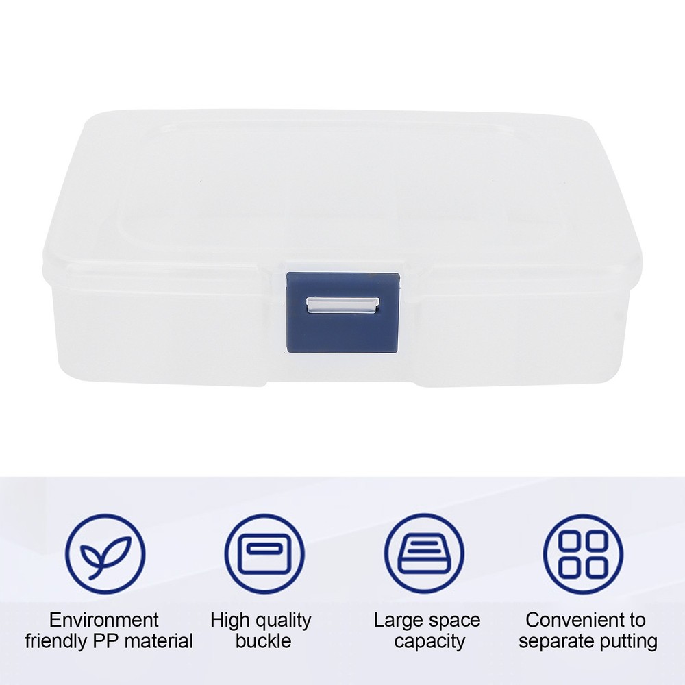 5 Grids Organizer Box Clear Visible Plastic Compartment Box Case