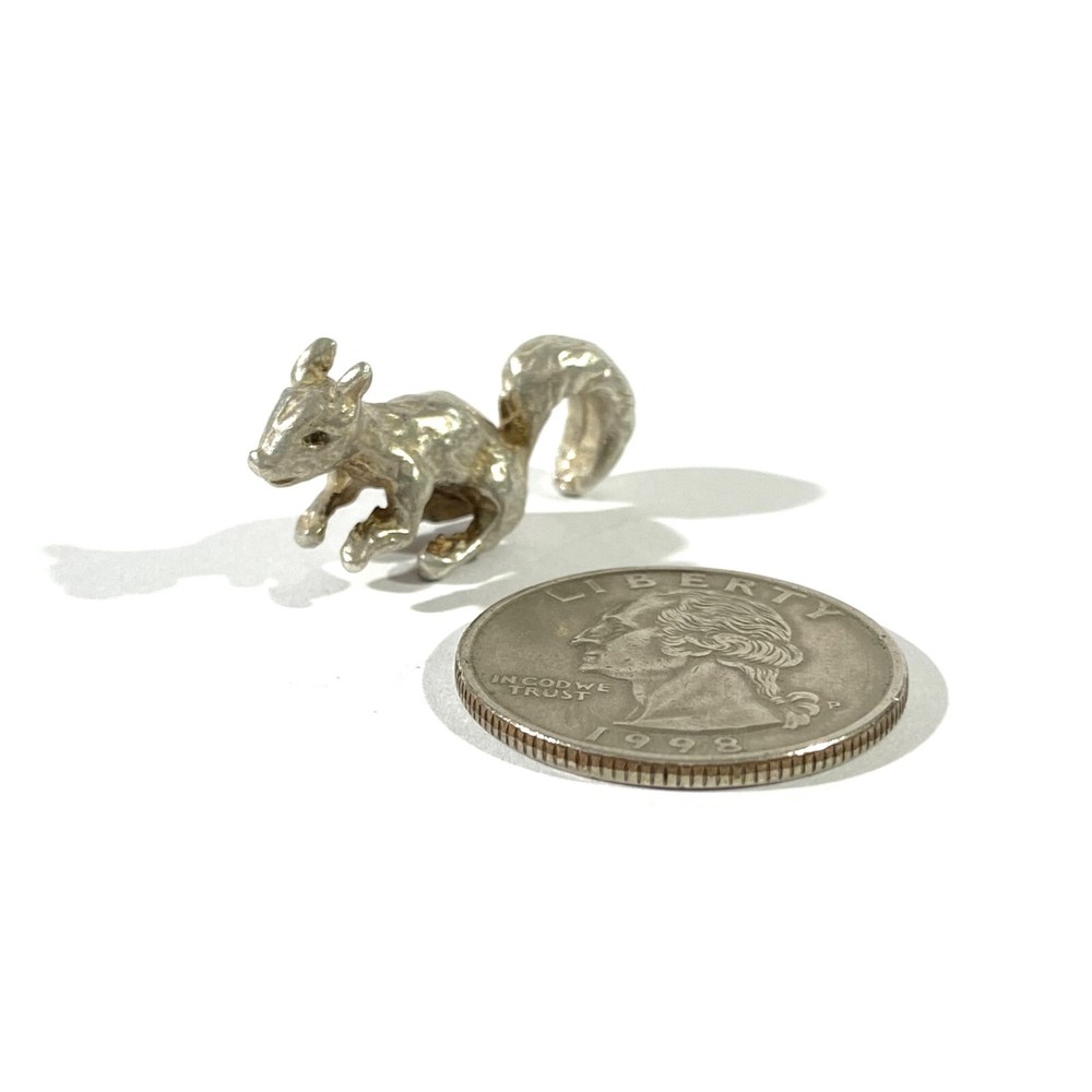 vintage solid silver squirrel mini miniature , hallmarked figurine